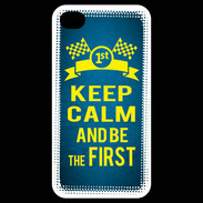 Coque iPhone 4 / iPhone 4S Keep Calm and Be the First Bleu