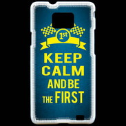 Coque Samsung Galaxy S2 Keep Calm and Be the First Bleu