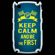 Coque Blackberry 8520 Keep Calm and Be the First Bleu
