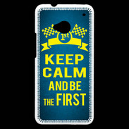 Coque HTC One Keep Calm and Be the First Bleu