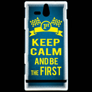 Coque Sony Xperia U Keep Calm and Be the First Bleu