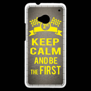 Coque HTC One Keep Calm and Be the First Gris