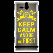 Coque Sony Xperia U Keep Calm and Be the First Gris