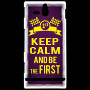 Coque Sony Xperia U Keep Calm and Be the First Violet