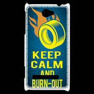 Coque HTC Windows Phone 8S Keep Calm and Burn Out Bleu