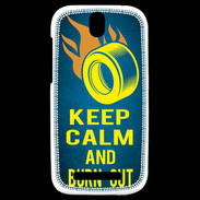 Coque HTC One SV Keep Calm and Burn Out Bleu