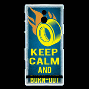 Coque Sony Xperia P Keep Calm and Burn Out Bleu