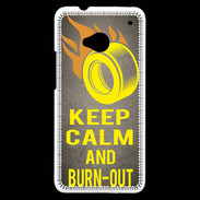 Coque HTC One Keep Calm and Burn Out Gris