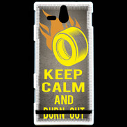 Coque Sony Xperia U Keep Calm and Burn Out Gris