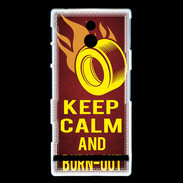 Coque Sony Xperia P Keep Calm and Burn Out Rouge