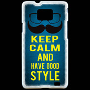 Coque Samsung Galaxy S2 Keep Calm and Have a good Style Bleu