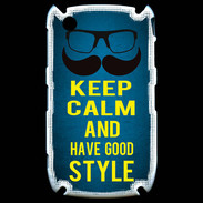 Coque Blackberry 8520 Keep Calm and Have a good Style Bleu