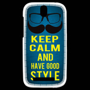 Coque HTC One SV Keep Calm and Have a good Style Bleu