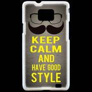 Coque Samsung Galaxy S2 Keep Calm and Have a good Style Gris