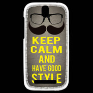 Coque HTC One SV Keep Calm and Have a good Style Gris