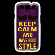 Coque Samsung Galaxy S3 Keep Calm and Have a good Style Violet