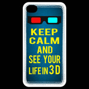 Coque iPhone 4 / iPhone 4S Keep Calm and See your life 3D Bleu