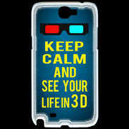 Coque Samsung Galaxy Note 2 Keep Calm and See your life 3D Bleu