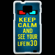 Coque Samsung Galaxy S2 Keep Calm and See your life 3D Bleu