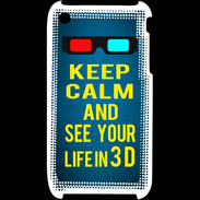 Coque iPhone 3G / 3GS Keep Calm and See your life 3D Bleu