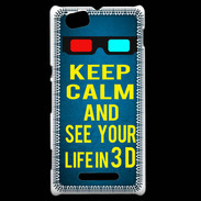 Coque Sony Xperia M Keep Calm and See your life 3D Bleu