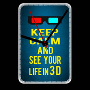 Grande pendule murale Keep Calm and See your life 3D Bleu