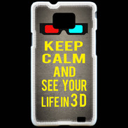Coque Samsung Galaxy S2 Keep Calm and See your life 3D Gris