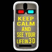 Coque HTC One SV Keep Calm and See your life 3D Gris