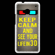 Coque HTC One Keep Calm and See your life 3D Gris