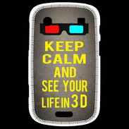 Coque Blackberry Bold 9900 Keep Calm and See your life 3D Gris