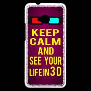 Coque HTC One Keep Calm and See your life 3D Rose