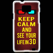 Coque Samsung Galaxy S2 Keep Calm and See your life 3D Rouge