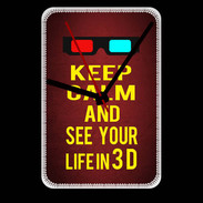 Grande pendule murale Keep Calm and See your life 3D Rouge