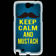 Coque Samsung Galaxy Note 2 Keep Calm and Mustach Bleu