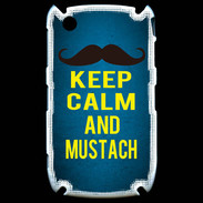 Coque Blackberry 8520 Keep Calm and Mustach Bleu
