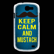 Coque Samsung Galaxy Express Keep Calm and Mustach Bleu