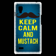 Coque LG Optimus L9 Keep Calm and Mustach Bleu