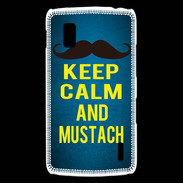 Coque LG Nexus 4 Keep Calm and Mustach Bleu