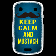 Coque Blackberry Bold 9900 Keep Calm and Mustach Bleu