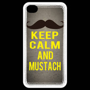 Coque iPhone 4 / iPhone 4S Keep Calm and Mustach Gris