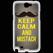 Coque Samsung Galaxy Note 2 Keep Calm and Mustach Gris