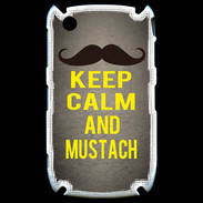 Coque Blackberry 8520 Keep Calm and Mustach Gris