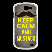 Coque Samsung Galaxy Express Keep Calm and Mustach Gris