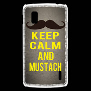 Coque LG Nexus 4 Keep Calm and Mustach Gris