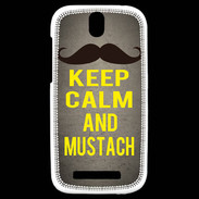 Coque HTC One SV Keep Calm and Mustach Gris