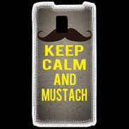 Coque LG P990 Keep Calm and Mustach Gris