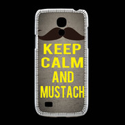 Coque Samsung Galaxy S4mini Keep Calm and Mustach Gris