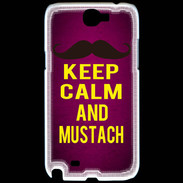 Coque Samsung Galaxy Note 2 Keep Calm and Mustach Rose