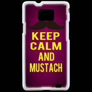 Coque Samsung Galaxy S2 Keep Calm and Mustach Rose