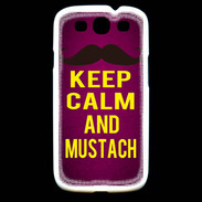 Coque Samsung Galaxy S3 Keep Calm and Mustach Rose